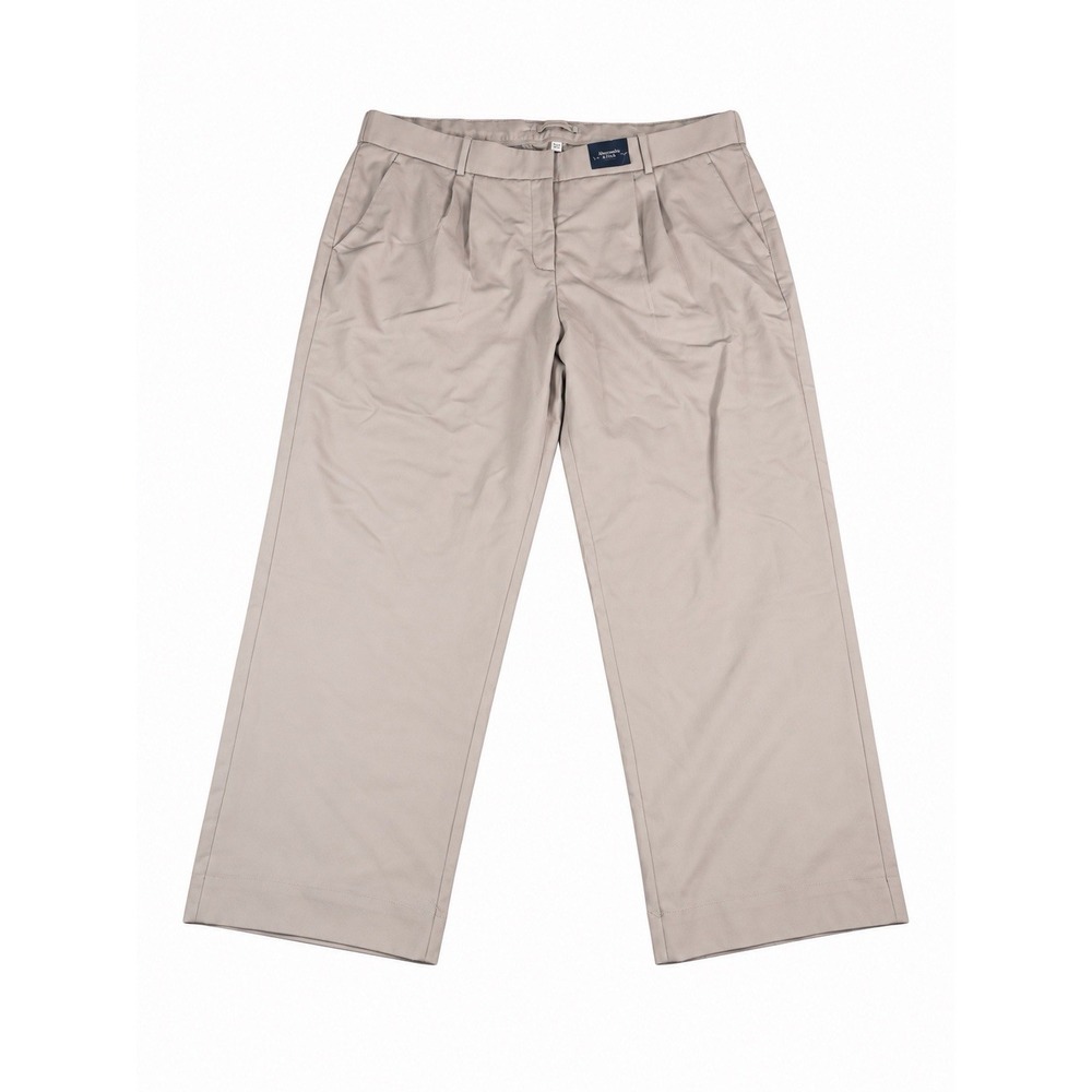 NWT abercrombie beige wide leg dress pants pleated 35/20R Curve Love Plus Sloane